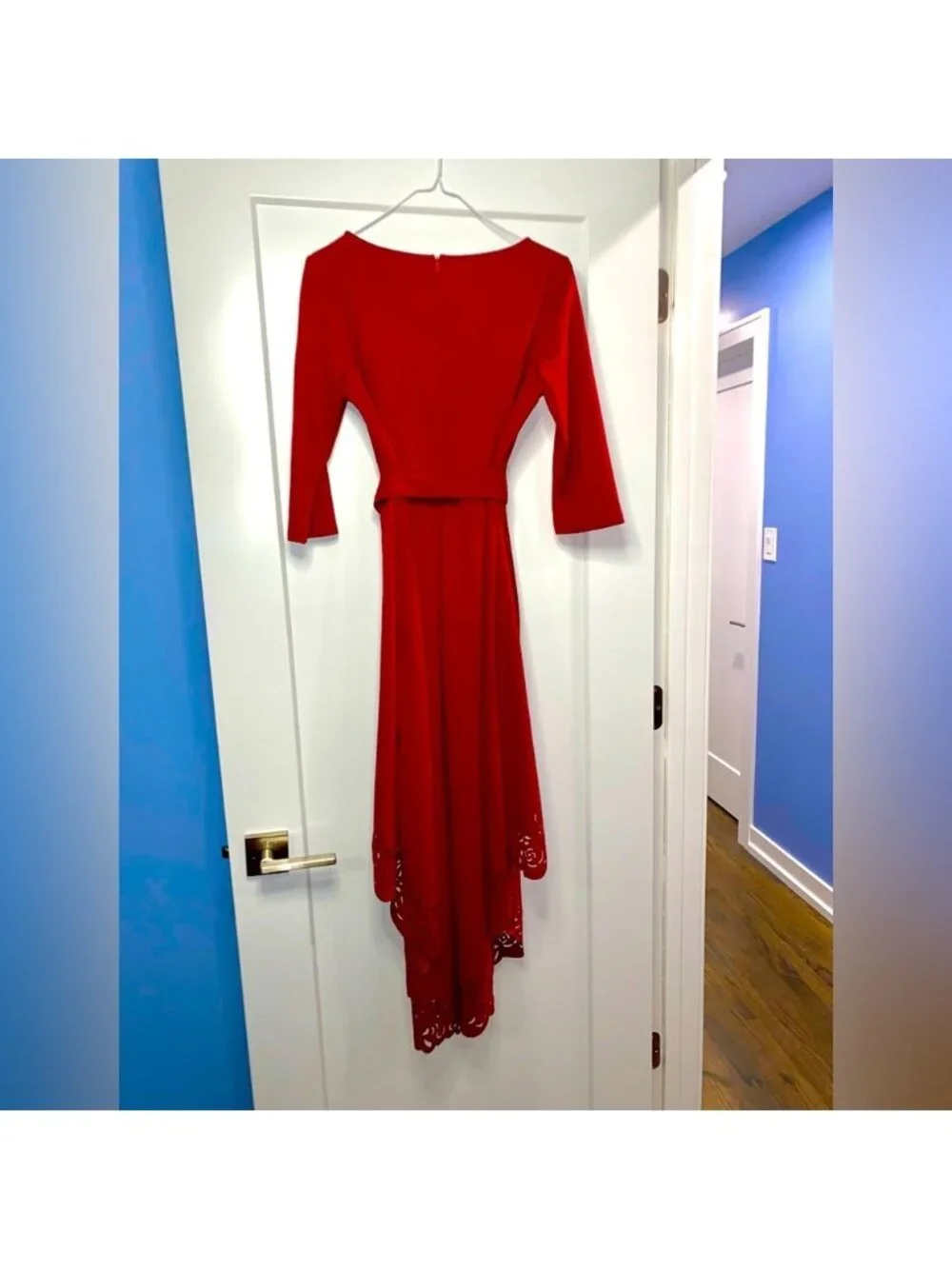 SIMPLY ELEGANT Brand | Women’s Red Dress with Asymmetrical Lengths | Size S